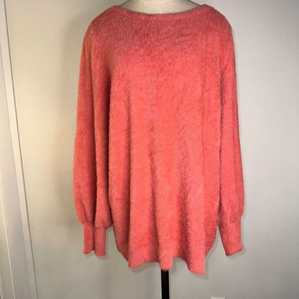 Chico’s Womens‎ Pink Eyelash Knit Balloon Sleeve Sweater Large Cozy Feminine
